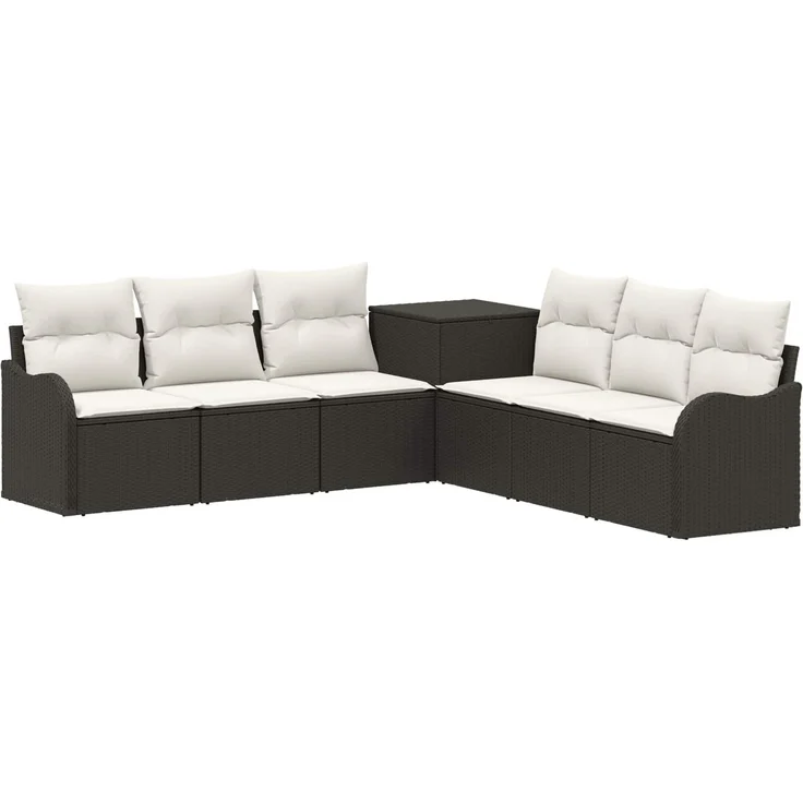 vidaXL Sofa Set 7 stk. Schwarz und Cremeweiß Polyrattan und Stahl 3448675 – Bild 2
