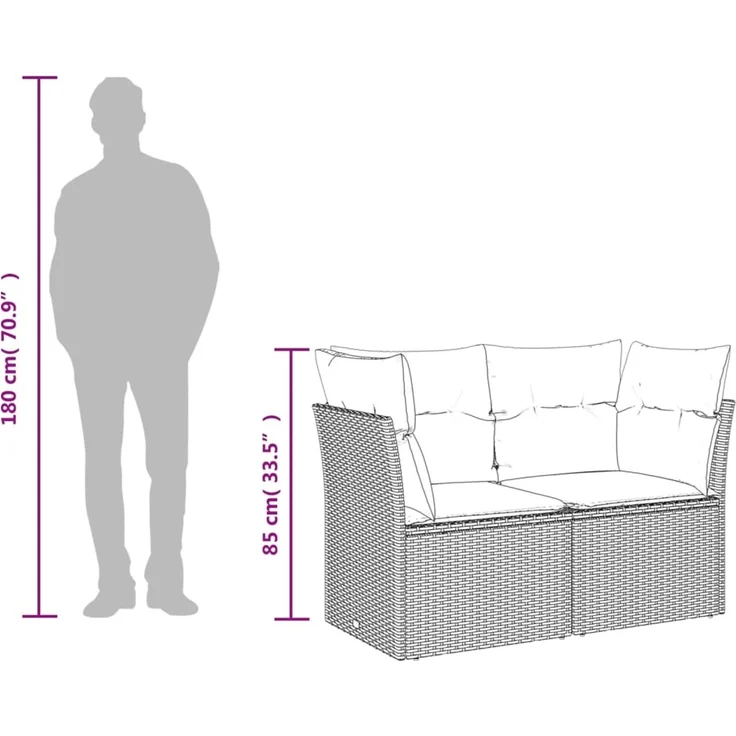 vidaXL Gartensofa mit Kissen 2-Sitzer Hellgrau Poly Rattan 366176 – Bild 8