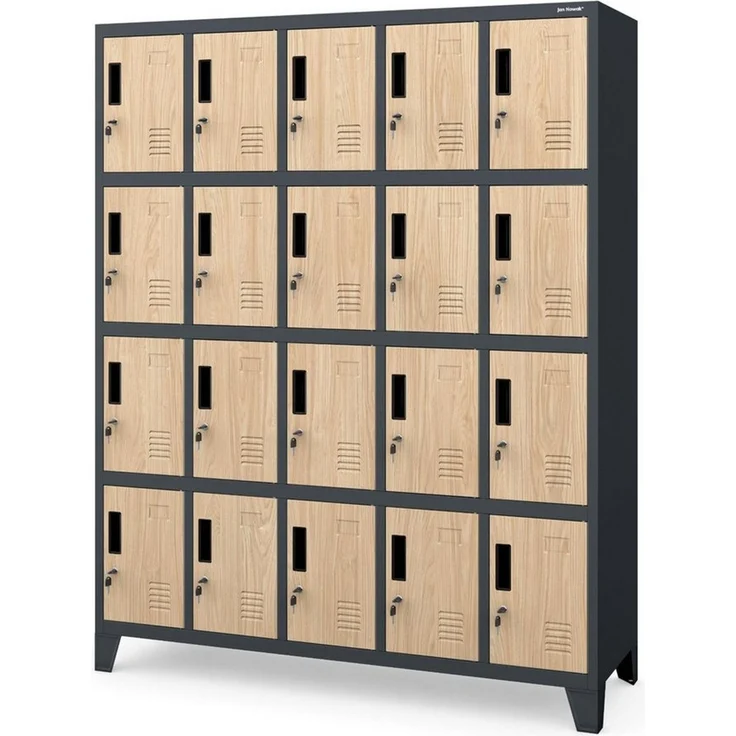 Jan Nowak Mehrzweckschrank Metall Schließfachschrank 136 cm ROBERT 20 Fächer abschließbar (Spind Garderobenschrank Umkleide Arbeitsraum Sozialraum Betrieb, Stahl 0,6 mm 172 x 136 x 45 cm Wandmontage 20 Schlüssel robust) Lüftungsschlitze Namensschildhal... – Bild 1