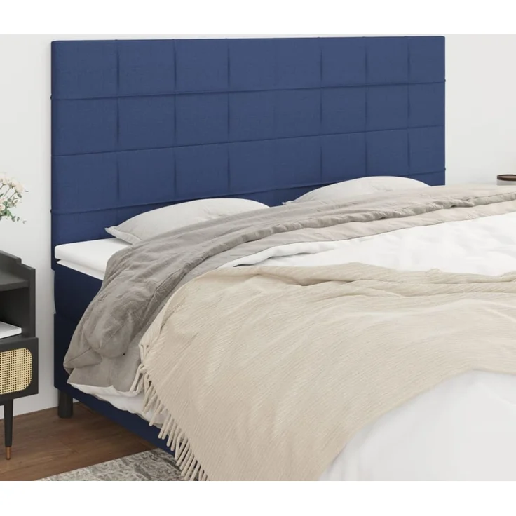 vidaXL Kopfteile 4 Stk. Blau 100 x 5 x 78/88 cm Stoff 3116360 – Bild 1