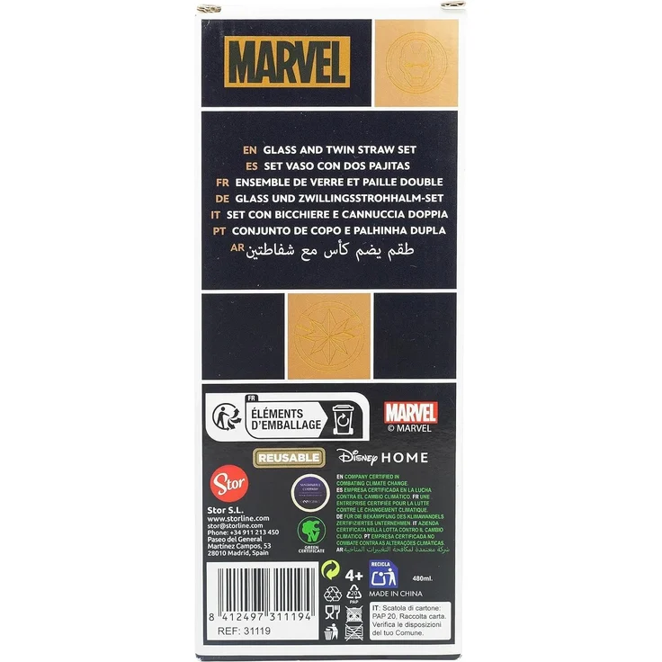 Avengers Glas 480 ml mit 2 Edelstahl Trinkhalmen – Bild 4