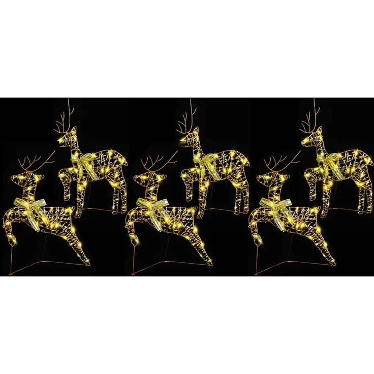 vidaXL LED Rentiere mit 180 LEDs 6 pcs Gold PET 3399385 – Bild 4