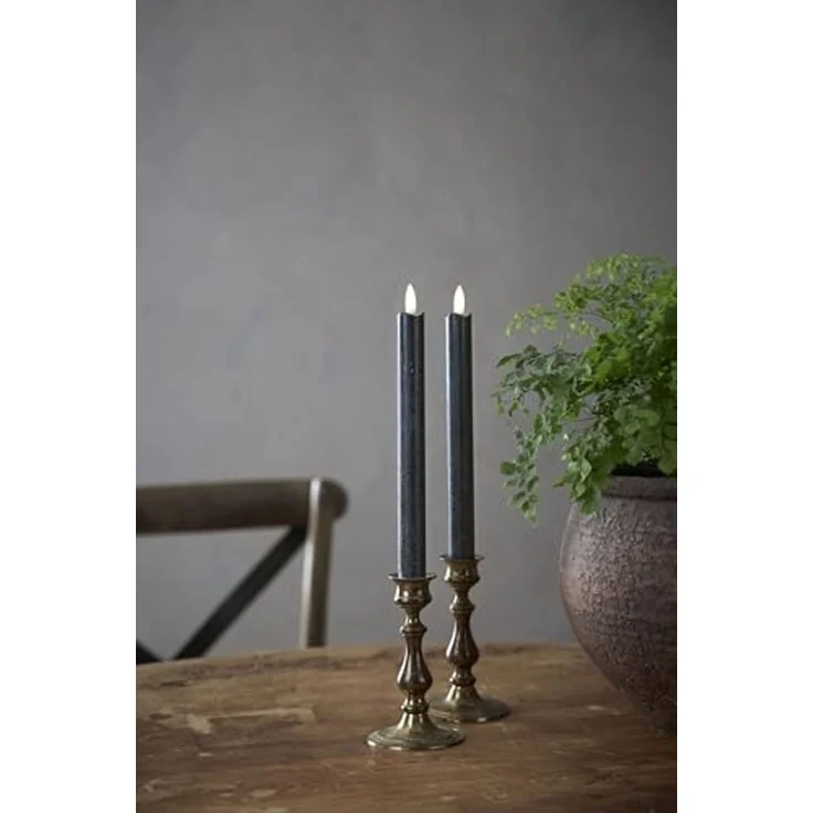 LED Stabkerzen Flamme, 2er-Set, Wachs, flackernd, schwarz, 25cm – Bild 6