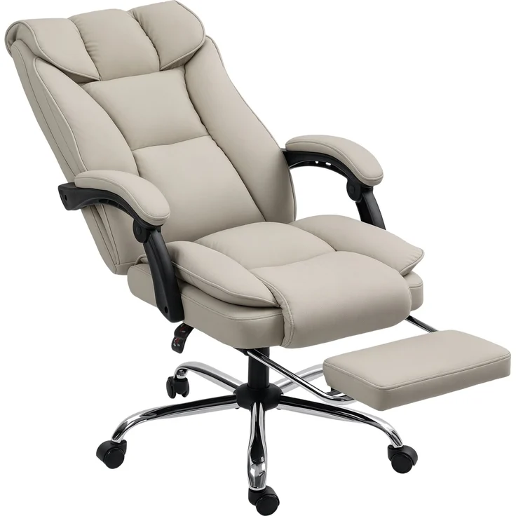 MELAYR, Schreibtischstuhl mit Fußstütze, verstellbarer Rückenlehne, dick gepolstert, 72 x 66 x 121 cm, Khaki – Bild 2
