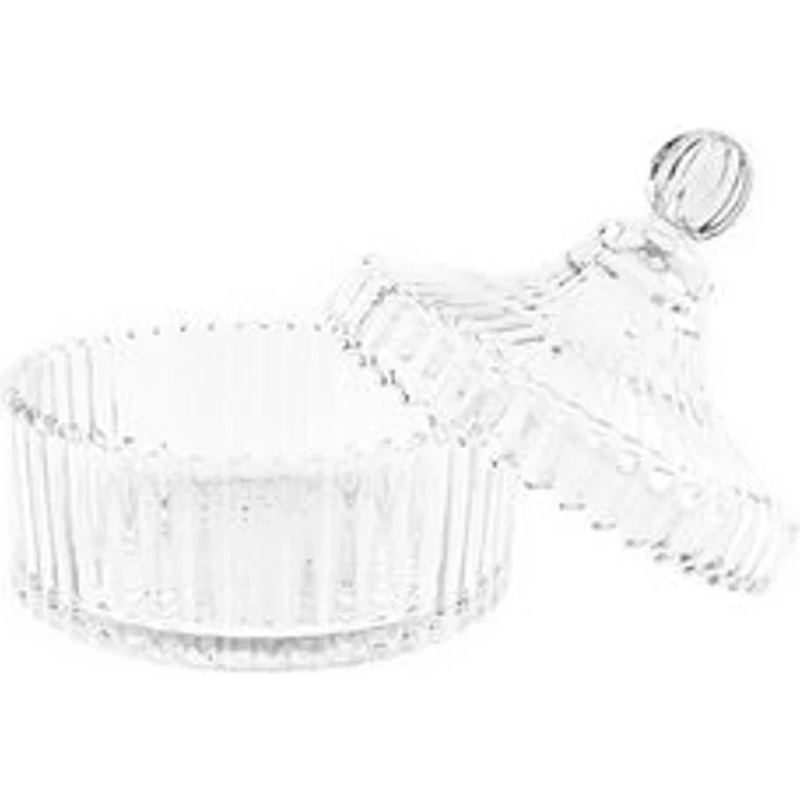 Glasschale mit Deckel Transparent Riffle Design für Snacks, Süßigkeiten 14x15cm – Bild 6