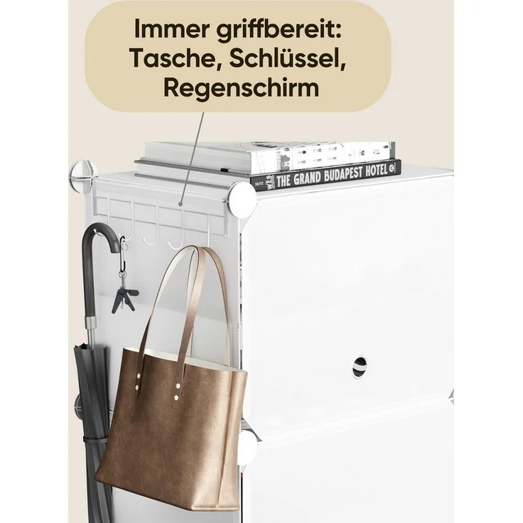 Sekey Schuhregal Schuhregal Schuhschrank Schuh-Organizer Stecksystem DIY-Regal, 1-tlg 24 Paar Schuhe Kunststoff mit Weiß 6 Tür – Bild 3