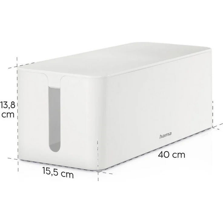 Hama Kabelbox Kabelbox für Standard 6er Steckdosenleisten, Stecker, Kabel, Ladegerät, (1-tlg), Schlichtes Design, Schreibtisch, Tisch, große Aufbewahrungsbox – Bild 3