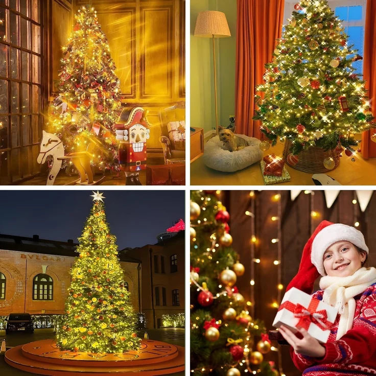 Montegoni LED-Lichterkette 2m 280 LEDs Christbaumbeleuchtung mit Ring, 8 Stränge, 8 Modi, weihnachtsbaumbeleuchtung IP65 Wetterfest, Memory und Timer Funktion – Bild 9