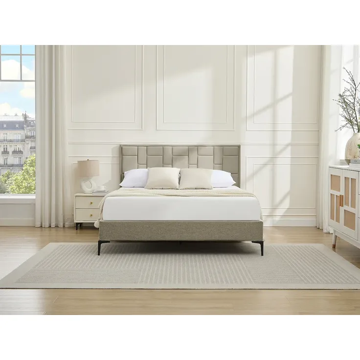 Vente-unique - HERMINE Bettkopfteil und Bettbrücke SamtStoff Schokoladenbraun - B 8 cm x H 110 cm x L 160 cm – Bild 4