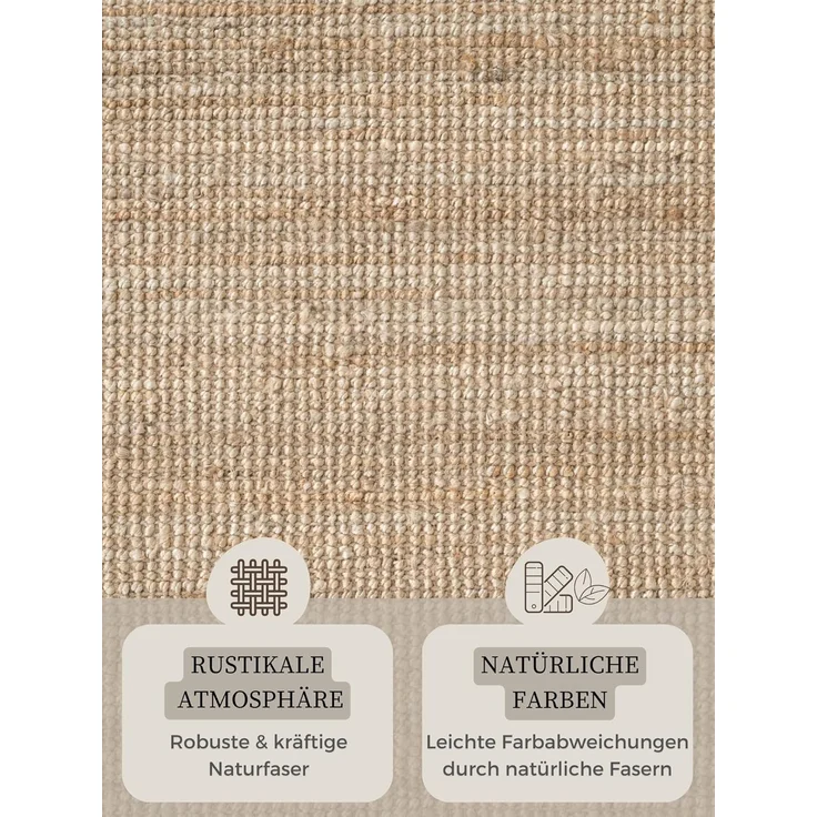 HANSE Home Teppich Jaipur Juteteppich, als Läufer und in Rund, rechteckig, Höhe: 10 mm, 100% Naturfaser, Wohnzimmer, Esszimmer, Schlafzimmer, GRS – Bild 3