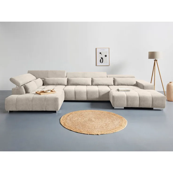 COTTA Wohnlandschaft Orion U-Form, mit Kopfteilverstellung und Zierkissen