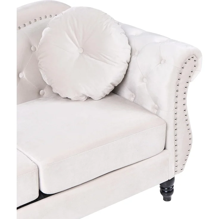 Sofa 3-Sitzer SKIEN Samtstoff Hellbeige – Bild 7