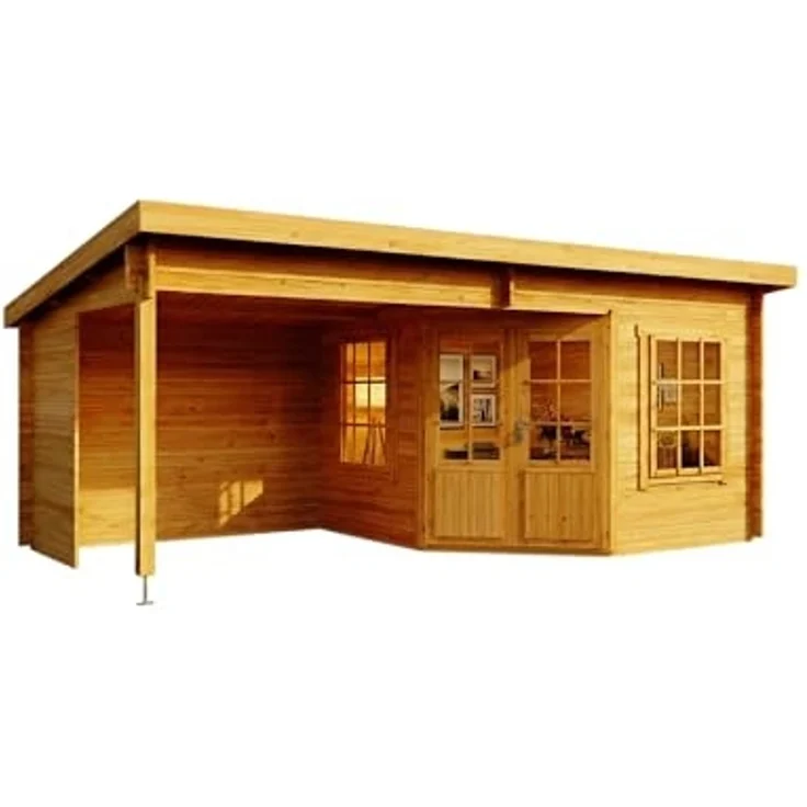 Alpholz Gartenhaus Carl Gartenhaus aus Holz in Pinie Holzhaus mit 28 mm Wandstärke inklusive Terrasse Blockbohlenhaus mit Montagematerial – Bild 4