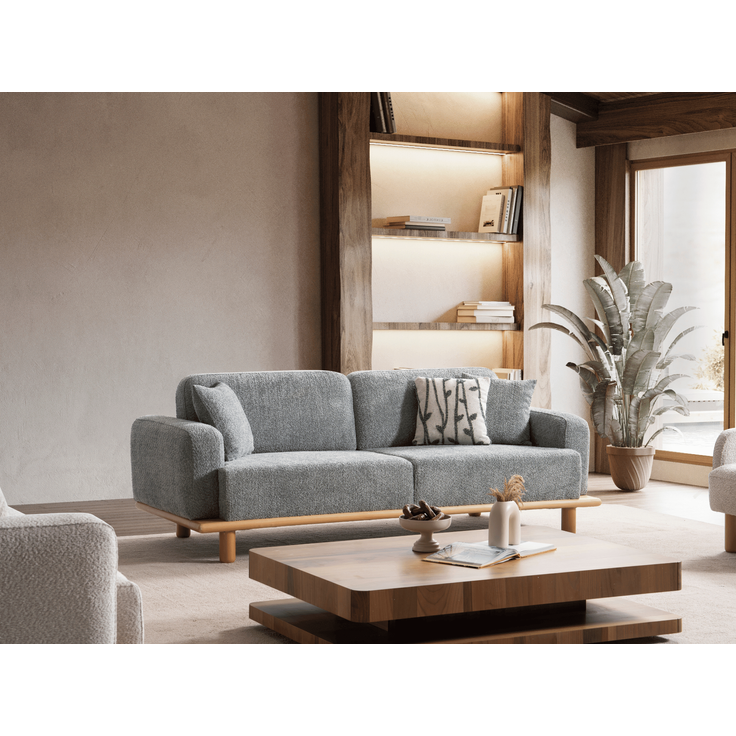Sitzgruppe/Sofa Set - Wohnzimmergarnitur "Gardenia" 3+3+1-Grau/Weiß – Bild 3