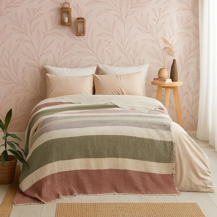 L'essentiel Maison 'Muslin - Multicolor' Tagesdecke für Kingsize-Betten, Mehrfarbig, 240 x 220 cm