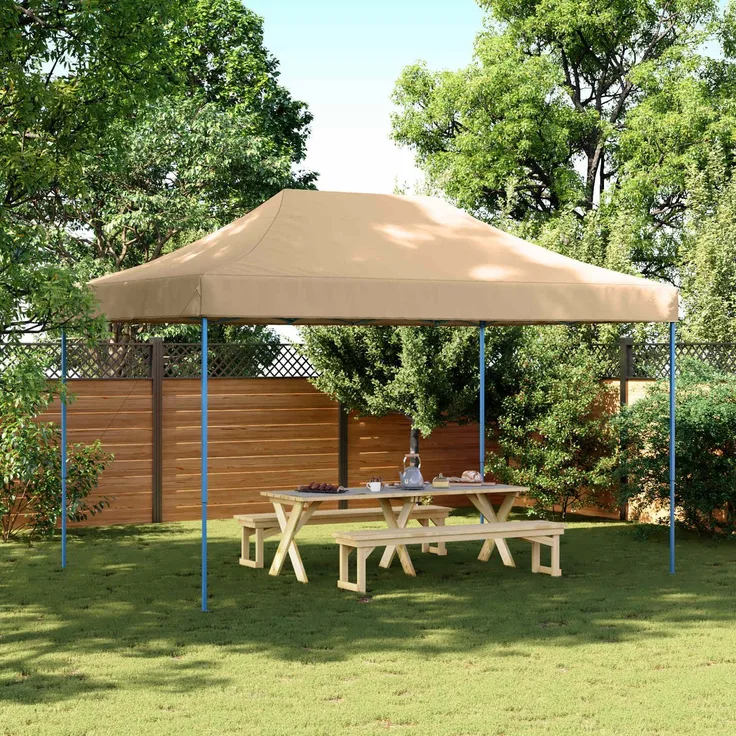 Partyzelt Faltbar, Gartenzelt Pop-Up Beige 440x292x315 cm