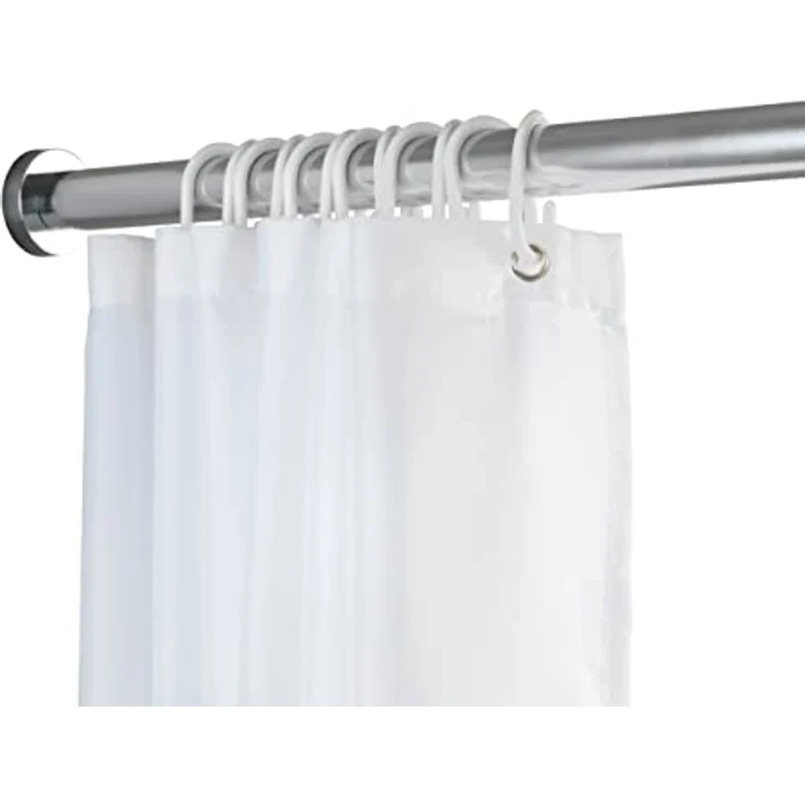 WENKO Duschvorhangstange Luz, Ø 280 mm, ausziehbar, ohne Bohren, geklemmt, Edelstahl, Kunststoff, ohne bohren, 110 - 185 cm, aus rostfreiem Edelstahl – Bild 8