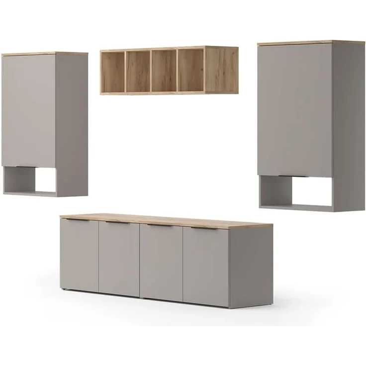 Wohnwand Wido Greige 5 Teile Vicco – Bild 1