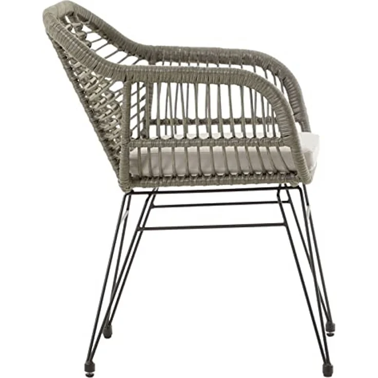 IDIMEX Gartenstuhl PARAMO (2 St), Gartenstuhl 2er Set Metallgestell und Polyrattan Geflecht grau mit Kis – Bild 3