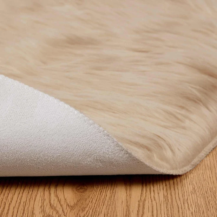 vidaXL Kunstschaffell Teppich Tafalla Beige Ø 100 cm Polyester 42021492 – Bild 5