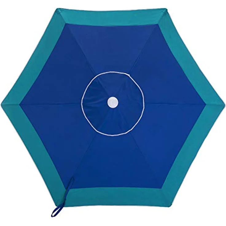 BAKAJI Sonnenschirm für Meer, Strand, Garten, mit Stahlstange, neigbar, Bezug aus Stoff, UV-Schutz, Durchmesser 210 cm, mit Schultergurt, türkis, Ø 210 cm – Bild 4