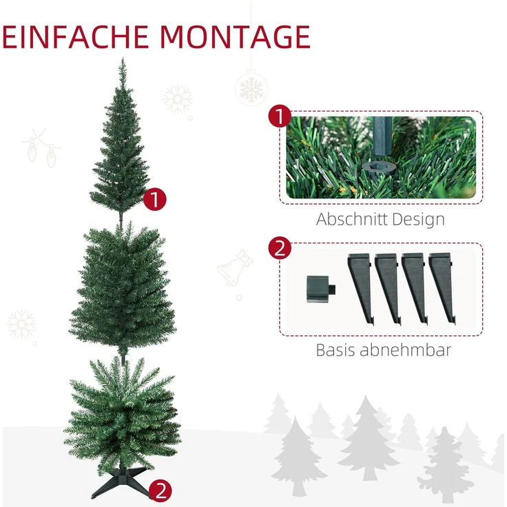 HOMCOM Weihnachtsbaum, Kunststoff, Metall, Grün, Ø55 x 180H cm – Bild 2