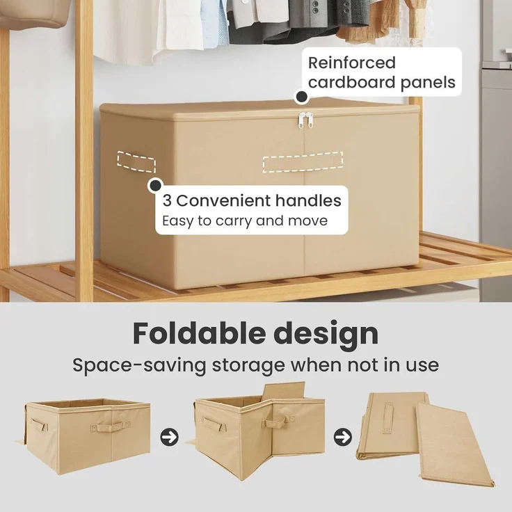 vidaXL Aufbewahrungsbox 6 stk. Vliesstoff 55 x 35 x 32 cm 61,6 L Creme 42024607 – Bild 5