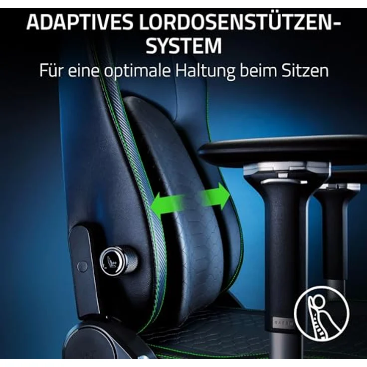 RAZER ISKUR V2 Schwarz / Grün - Gaming-Stuhl mit integrierter Lendenwirbelstütze – Bild 4