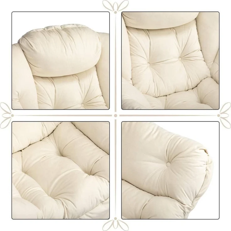 Sessel Ohrensessel Relaxsessel Lesesessel Samt Stahlrahmen Beige – Bild 7