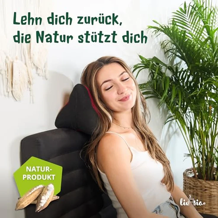 livasia Nackenstützkissen Knochenkissen, vegan und handgefertigt, Ø 15x32cm, Kapok – Bild 3