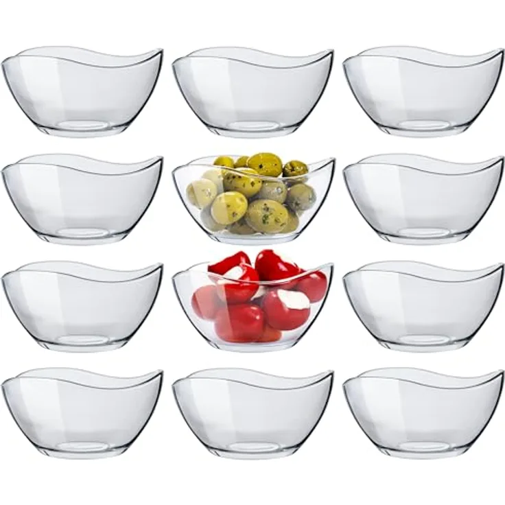 KONZEPT Salatschüssel Glas klein 6/12er Set – 310 ml, stapelbare, Salatschälchen, (12-tlg), ideal als Müslischalen, Servierschalen, Snackschalen, Dessertschalen