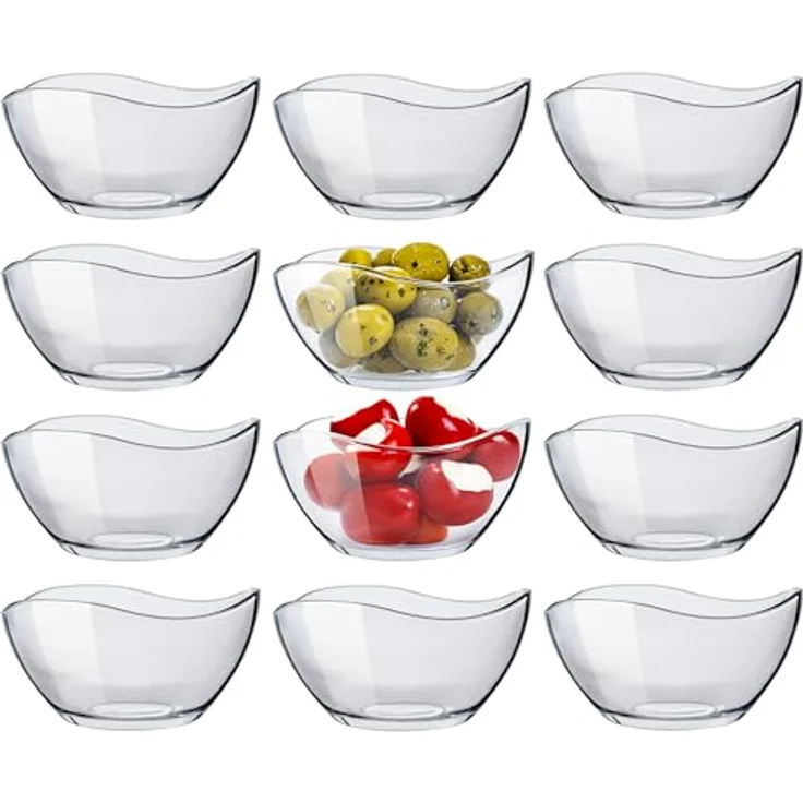 KONZEPT Salatschüssel Glas klein 6/12er Set – 310 ml, stapelbare, Salatschälchen, (12-tlg), ideal als Müslischalen, Servierschalen, Snackschalen, Dessertschalen – Bild 1