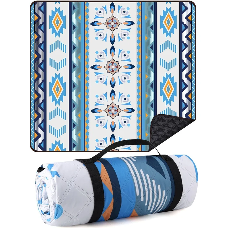 EXTSUD Outdoor Picknickdecke, 200x200 cm Camping Picknick Matte Feuchtigkeit Pad Meeres-Herz Tragbare Picknick Decke Wasserdicht Campingdecke Stranddecke mit Tragegriff Picknick Matte