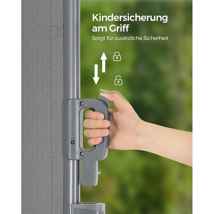 SONGMICS Alu-Seitenmarkise, ausziehbar, 180x350 cm, Blickdicht, Sonnenschutz, blickdicht, Seitenrollo, für Balkon, Terrasse, Garten, grau GSA185G01 – Bild 6