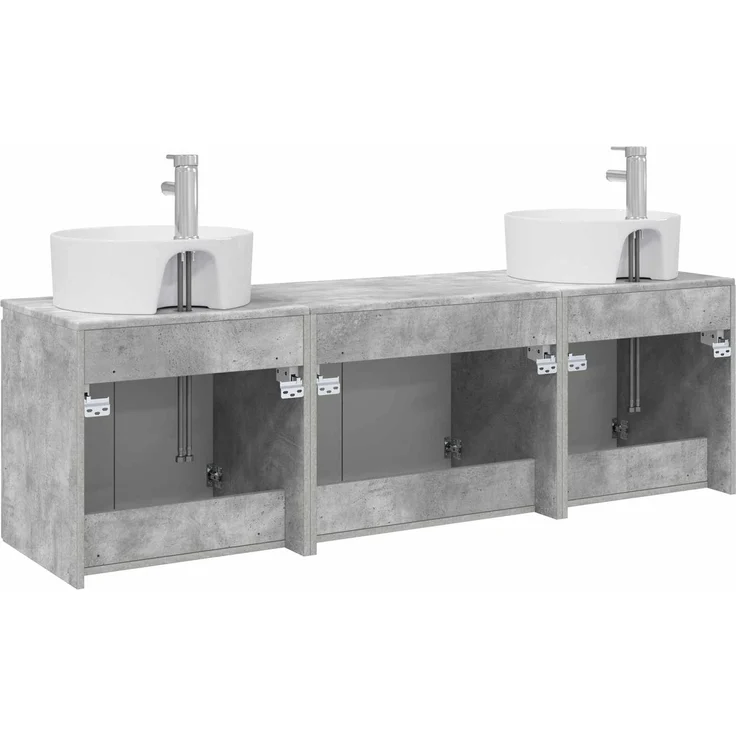 vidaXL Badezimmerschrank-Set 3 stk. Betongrau 161,5 x 44,5 x 82 cm 3405670 – Bild 7