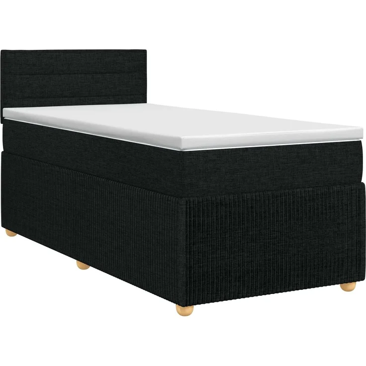 vidaXL Boxspringbett mit Matratze Schwarz 80 x 200 cm Stoff 3451330 – Bild 2