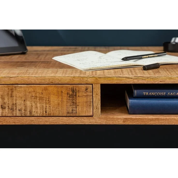 riess-ambiente Schreibtisch RETRO 120cm natur, Arbeitszimmer · Massivholz · mit Schublade · Home Office – Bild 8
