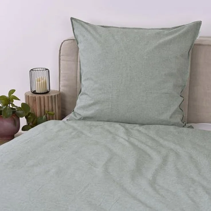 TOM TAILOR HOME Bettwäsche WOVEN MELANGE in Gr. 135x200cm oder 155x220cm, Flanell, 2 teilig, new bedroom, Doppelnaht am Kissen, gewebtes Label – Bild 4