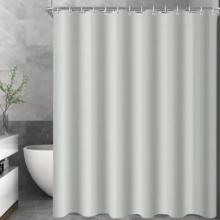 Duschvorhang 200x240cm Grau Antischimmel Textil Polyester Stoff Badezimmer