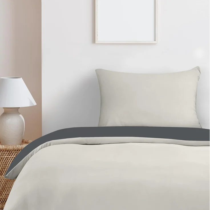 Utopia Bedding Bettwäsche 135x200 Set - Mikrofaser Bettbezug 135x200 cm + 1 Kissenbezug 50x75 cm - Dunkelgrau/Hellgrau – Bild 2