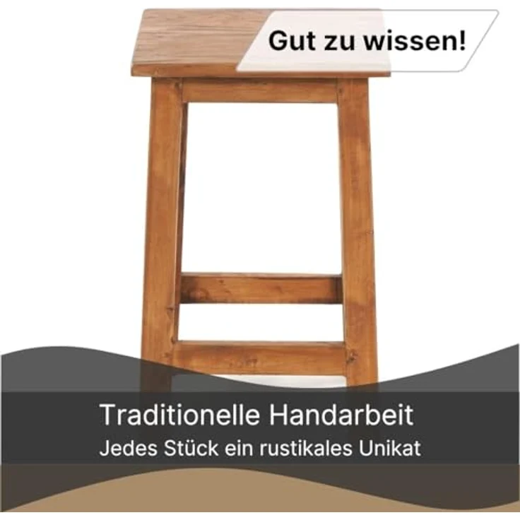 DESIGN DELIGHTS Hocker Sitzhocker MADERO, 48x30cm(HxB) Altholz Holzhocker, massivholz Hocker – Bild 7