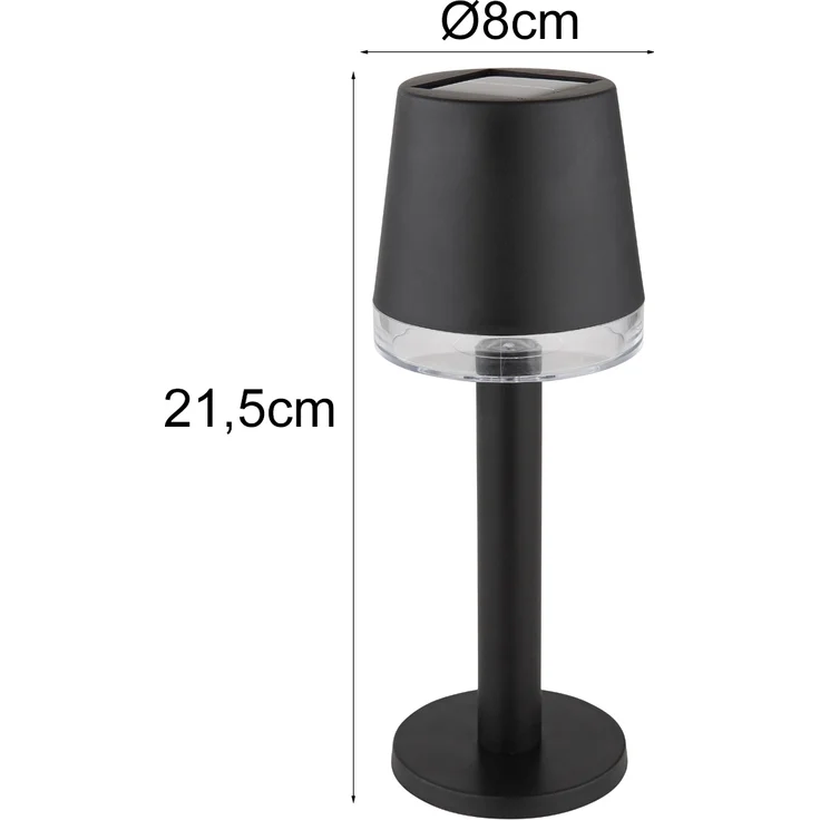 Tischlampe Kabellos Solar Akku Tischleuchte Außen Solarleuchte Schwarz 36632 – Bild 3