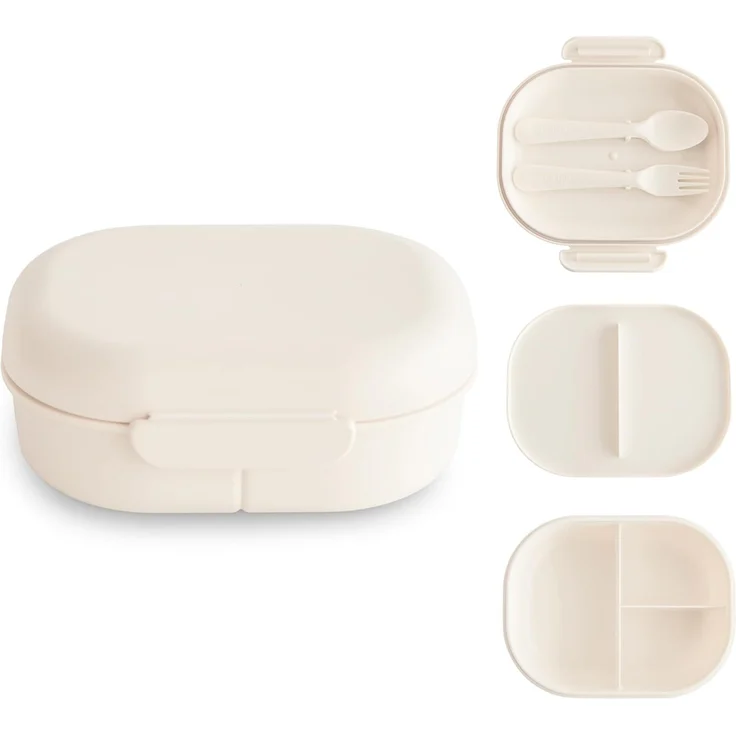 Mushie - Lunchbox Inkl. Besteck - Ivory Beige – Bild 1