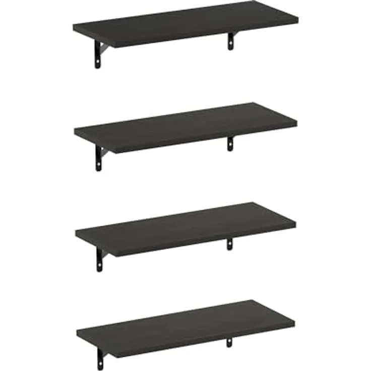 Furinno Rossi Wandregale Set von 4, 46 cm Wandregal, schwebendes Regal, wandmontierte Regale, für Badezimmer, Schlafzimmer, Wohnzimmer, Espresso