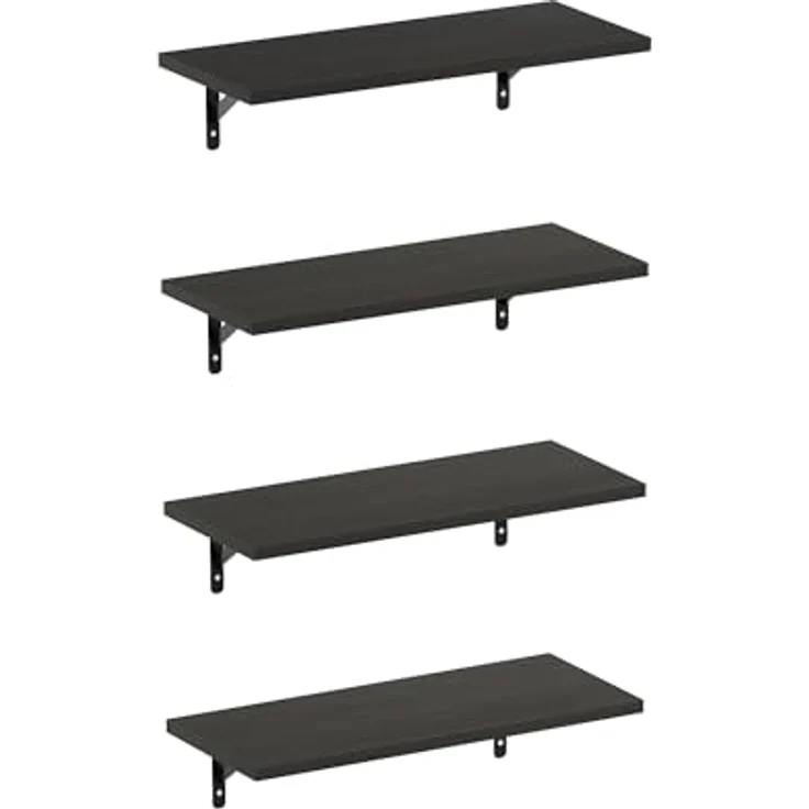 Furinno Rossi Wandregale Set von 4, 46 cm Wandregal, schwebendes Regal, wandmontierte Regale, für Badezimmer, Schlafzimmer, Wohnzimmer, Espresso – Bild 1