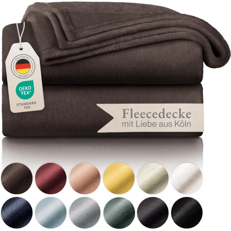Blumtal Fleecedecke 130x150 cm - Oeko-Tex zertifizierte Kuscheldecke - Wohndecke 130x150 cm - weiche Decke Couch als Wohn- & Kuscheldecke 130x150 cm - Wohndecke Kuscheldecke 130x150 cm - Dunkelbraun