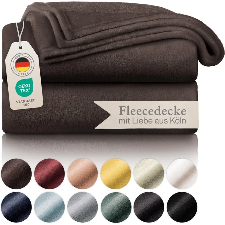 Blumtal Fleecedecke 130x150 cm - Oeko-Tex zertifizierte Kuscheldecke - Wohndecke 130x150 cm - weiche Decke Couch als Wohn- & Kuscheldecke 130x150 cm - Wohndecke Kuscheldecke 130x150 cm - Dunkelbraun – Bild 1