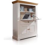 Möbel-Eins BORNHOLM Sekretär, Material Massivholz, Kiefer weiss/eichefarbig