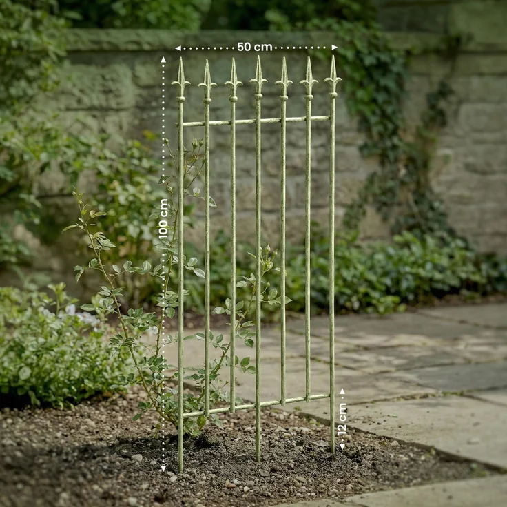 Rankgitter FREYA 2er Set - 50x0,7x100cm, Metall, Antik-Grün | Rankhilfe Kletterpflanzen Gartendekoration – Bild 2