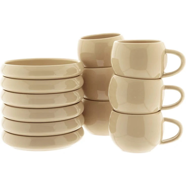 Lissa Bonna Biscuit Mokkatassen mit Untertellern - 12-teiliges-Set in Beige – Bild 2
